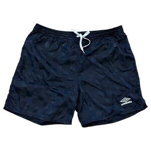 Vintage Umbro Shorts Mens Medium Black Checkered Soccer Shorts Athletic Gym